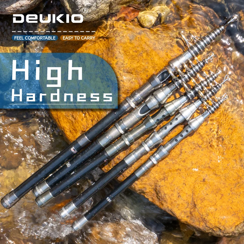 DEUKIO 1,5 m-2,7 m caña de pescar giratoria trucha de carbono carpa caña de pescar telescópica señuelo caña de pescar aparejos agua salada agua dulce - imagen 5