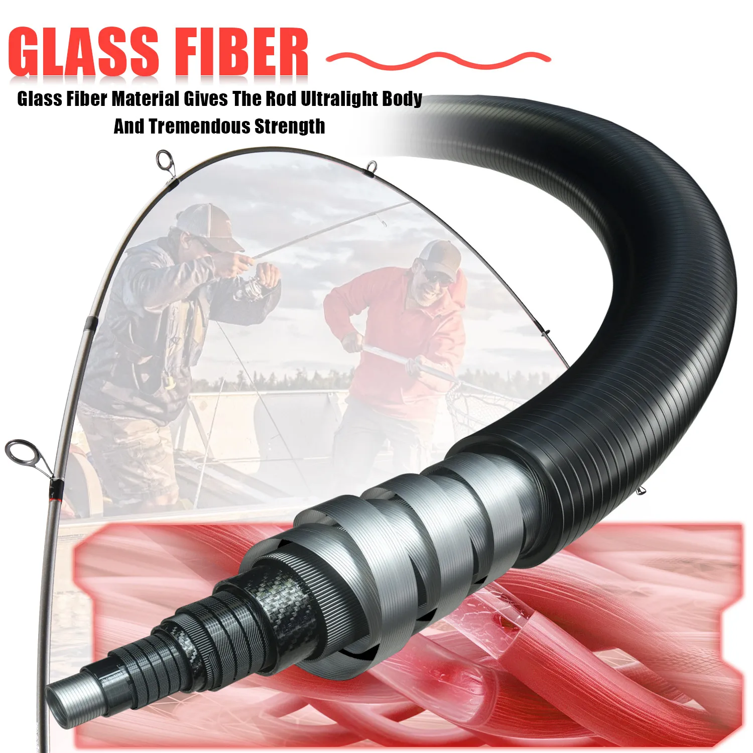 Sougayilang-caña de pescar giratoria, caña de fibra de vidrio de 2 secciones y carrete de Pesca, Kit completo de arrastre máximo de 5kg, Pesca de lubina de agua dulce - imagen 3