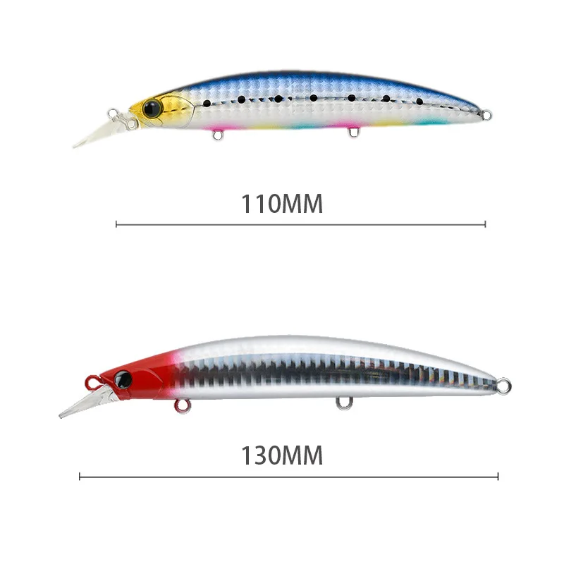 Minnow-señuelo de pesca de fundición larga, 110mm, 19g, para agua de mar, flotante, lubina Artificial, platija, carpas - imagen 5