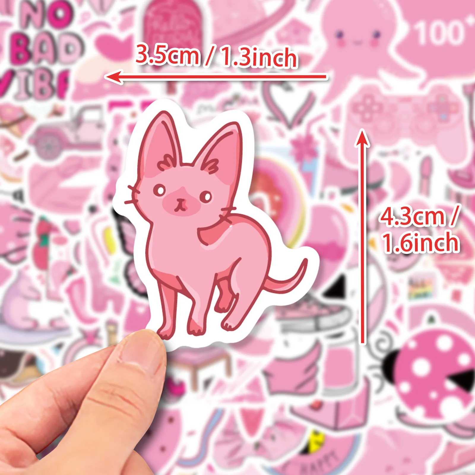 100 Uds. Pegatinas de grafiti de dibujos animados rosas para niñas, bricolaje, teléfono, guitarra, portátil, maleta, taza, pegatina impermeable, juguete para niños - imagen 3