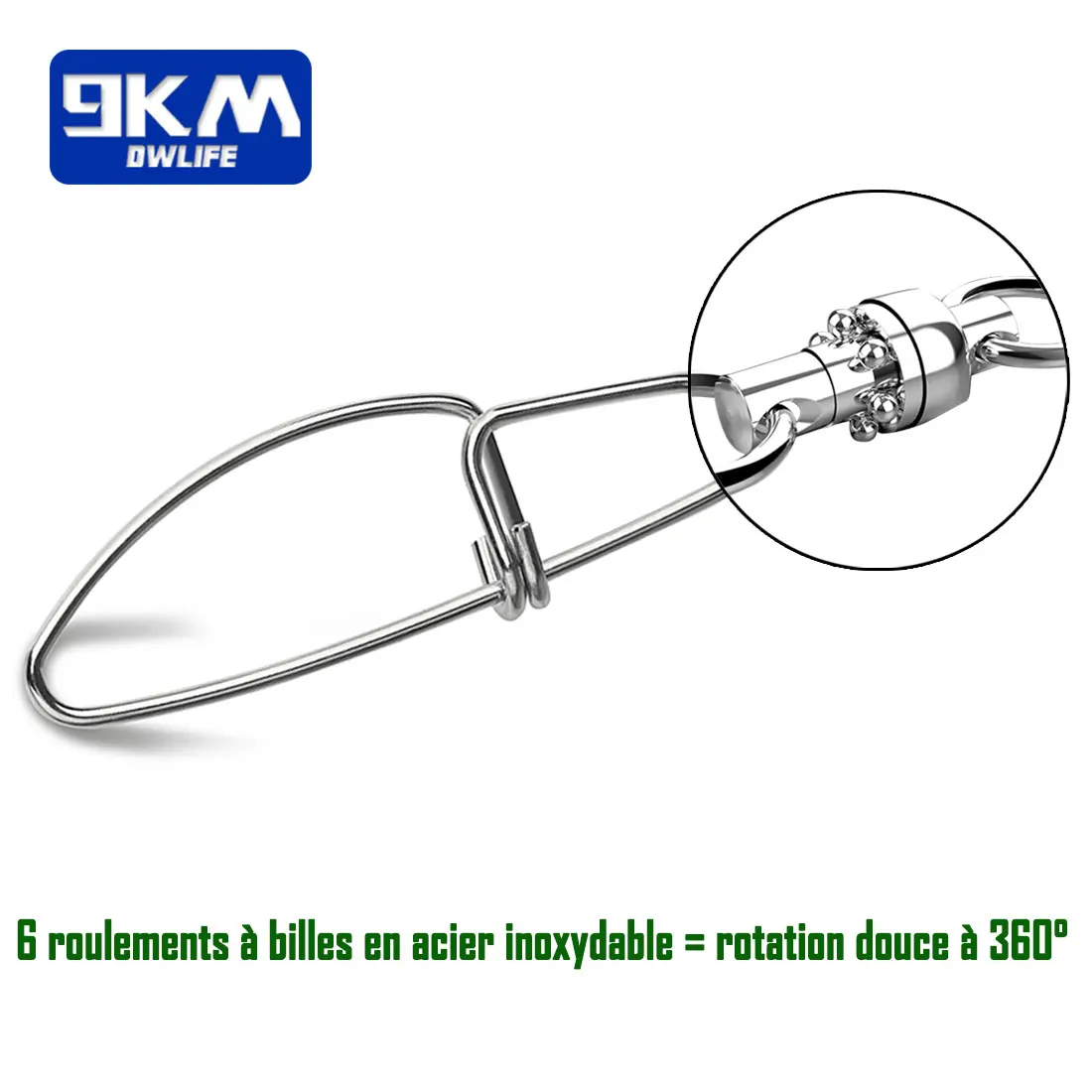 Conectores giratorios de pesca con bolas de rodamiento, de acero inoxidable, con cierre cruzado, de 20 a 100 unidades - imagen 5