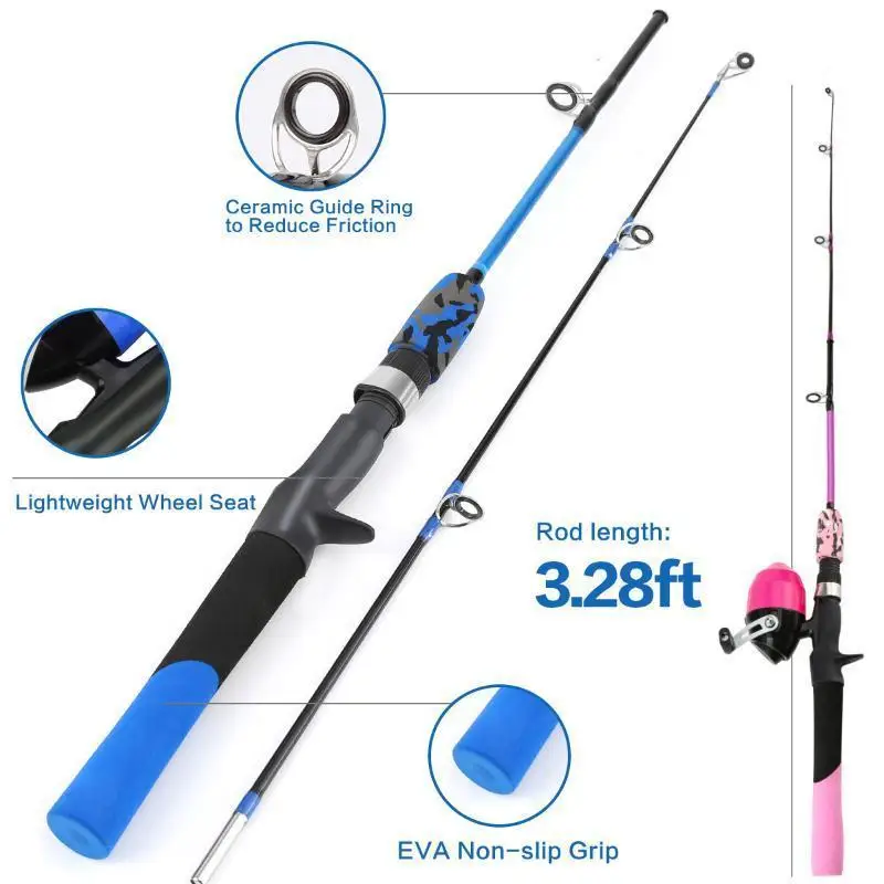 Luya-caña de pescar multifuncional y práctica, rueda de pesca cerrada de doble Color, juego de cañas para niños - imagen 4