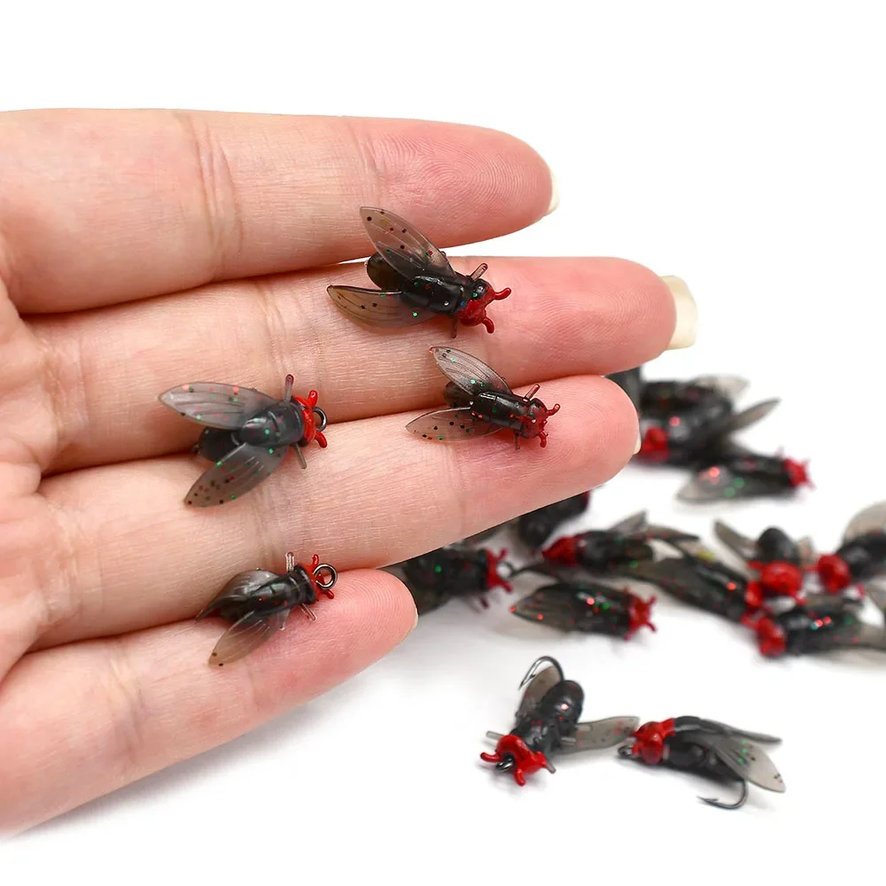 15 unids/caja cebo de pesca con mosca biónico cebo de anzuelo suave realista agregar equipo de pesca atractivo de peces para salmón, trucha - imagen 5