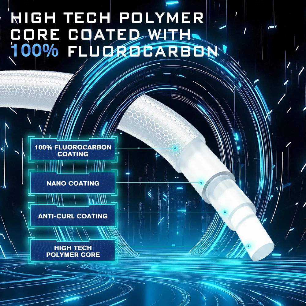 Línea de pesca XULTRA Premium 100% con revestimiento de fluorocarbono japonés, línea líder de carbono monofilamento de nailon de 100M de abrasión de alta resistencia - imagen 2