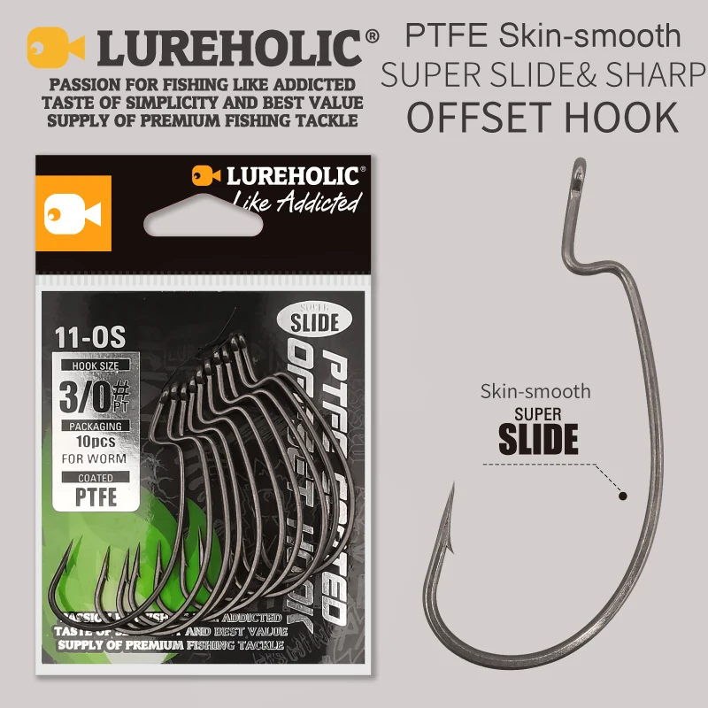 LUREHOLIC-anzuelo de gusano de PTFE, accesorios de pesca, de acero inoxidable - imagen 4