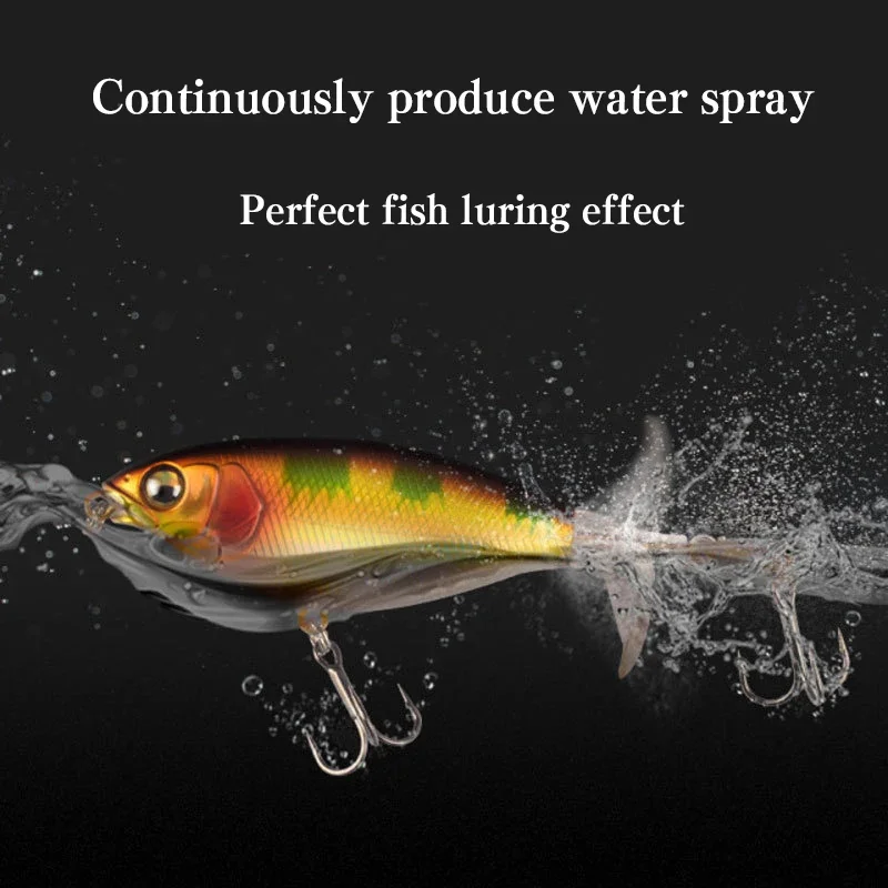 Whopper-señuelo Popper de pesca piezas, cebo duro Artificial de 75mm y 6,5g, cola giratoria suave, aparejos de pesca - imagen 5