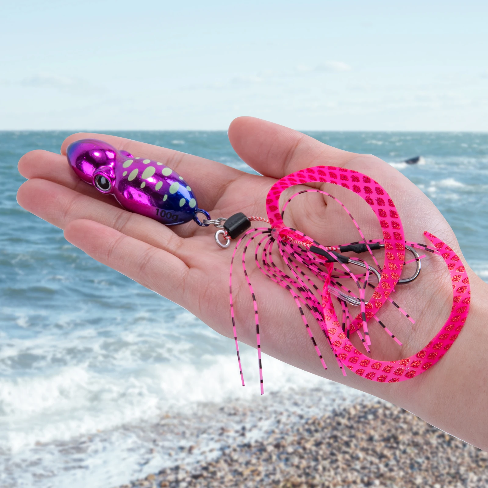Goture señuelos jigging metálicos con falda para lubina y trucha