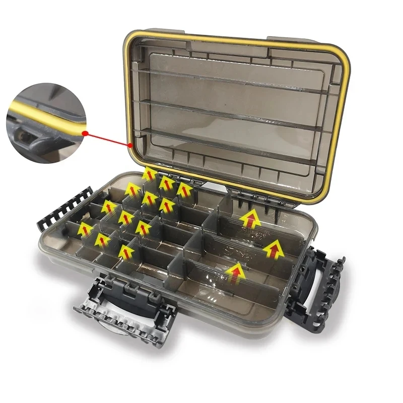 Caja de aparejos de pesca impermeable de gran capacidad, accesorios de pesca, caja de almacenamiento de herramientas, anzuelo de pescado, caja de almacenamiento de cebo falso, suministros de pesca - imagen 5