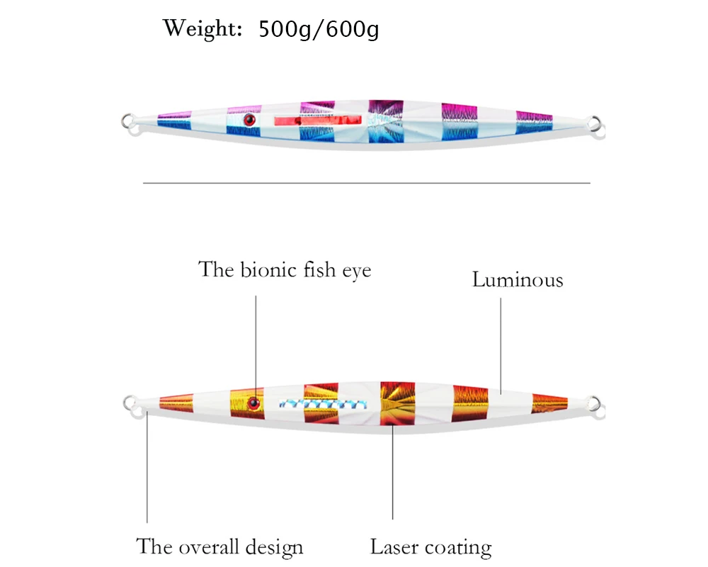 ¡Experimenta la emoción de la pesca con nuestros vibrantes señuelos recubiertos con láser!