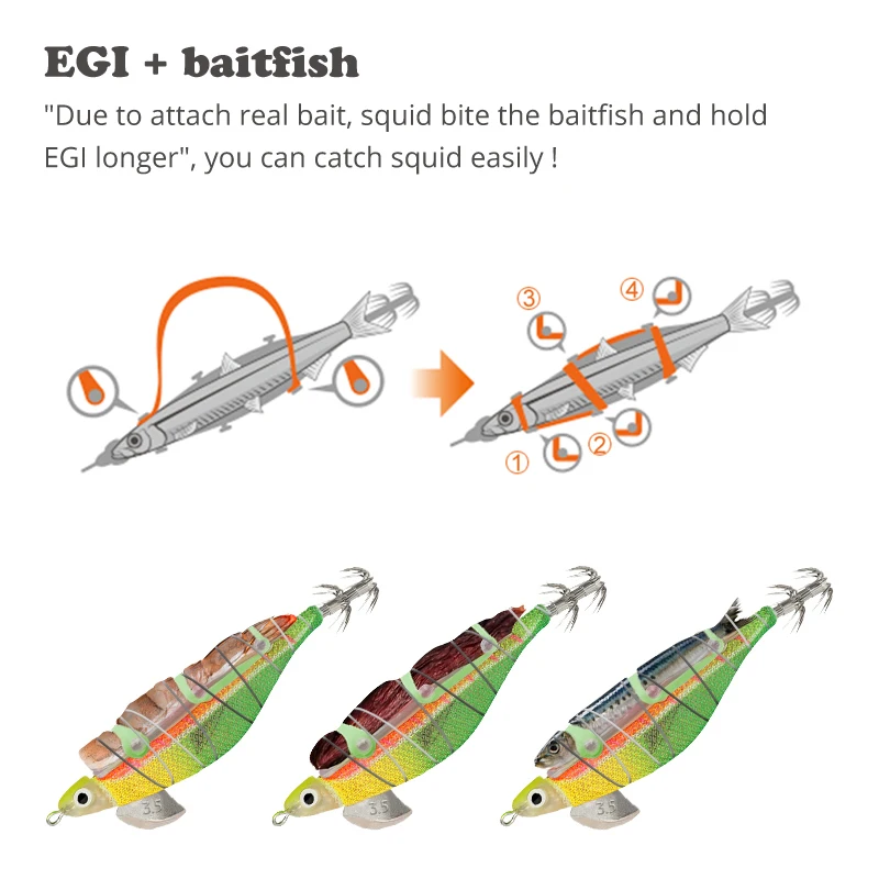 Plantilla de calamar Webfoot pulpo Egi incluido anzuelo de sepia luminosa cebo duro Artificial señuelo de camarón de agua salada artículos de mar para la pesca - imagen 5