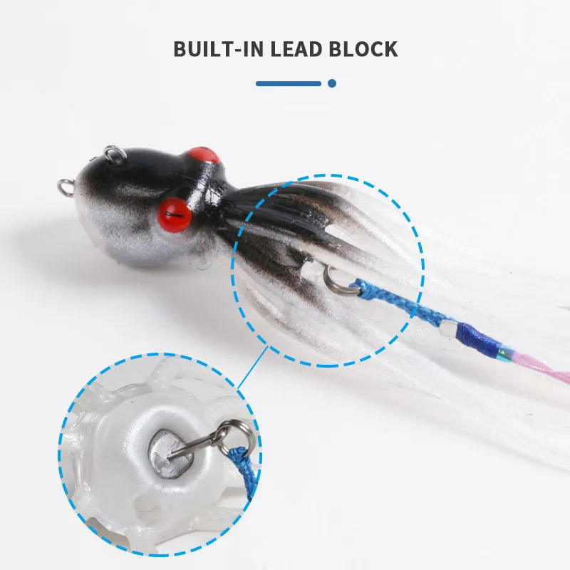 Inchiku señuelo de pesca de pulpo 3D, cebo Artificial, falda de calamar de cola larga de agua salada, TPE, suave, UV/brillante, luminoso, 60g, artículos de pesca - imagen 5