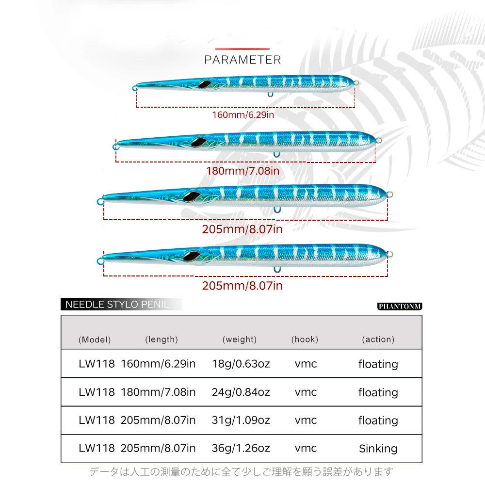 Hunthouse Señuelos tipo lápiz LW118 – Set de 4 piezas flotantes para lanzamientos largos - imagen 2