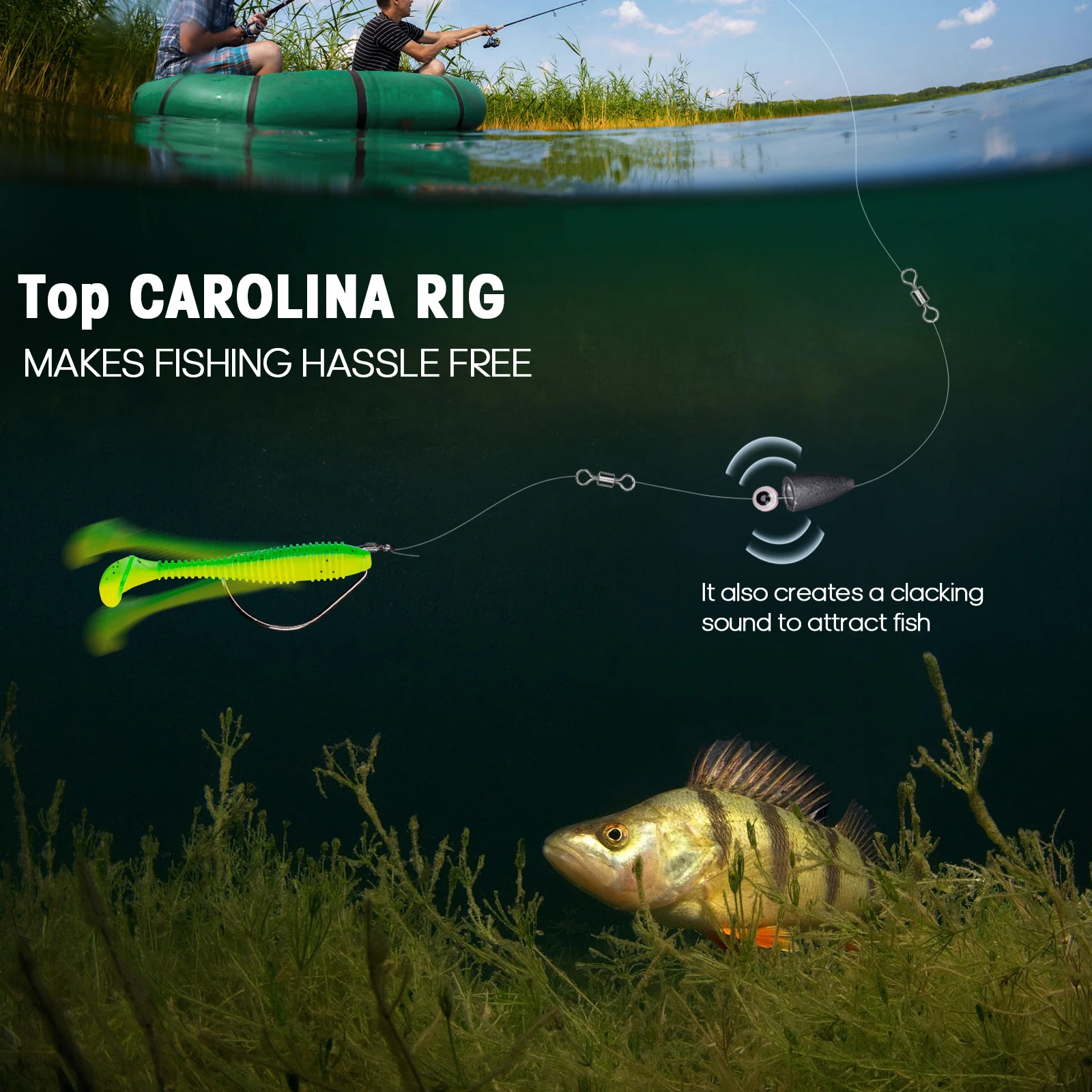 Carolina rig para lubina con señuelos y montajes preatados
