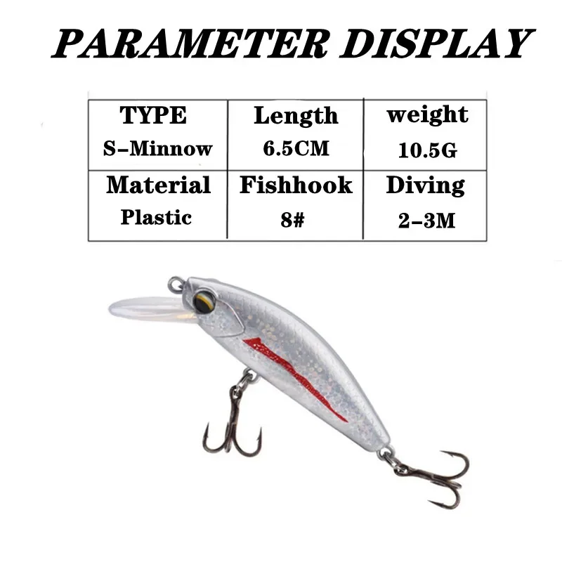 Señuelo de Pesca de pececillos que se hunde, cebo Artificial duro, ojos 3D, 6,5 cm, 10,5g, cebos de plástico para lubina, 5 unidades por lote - imagen 3