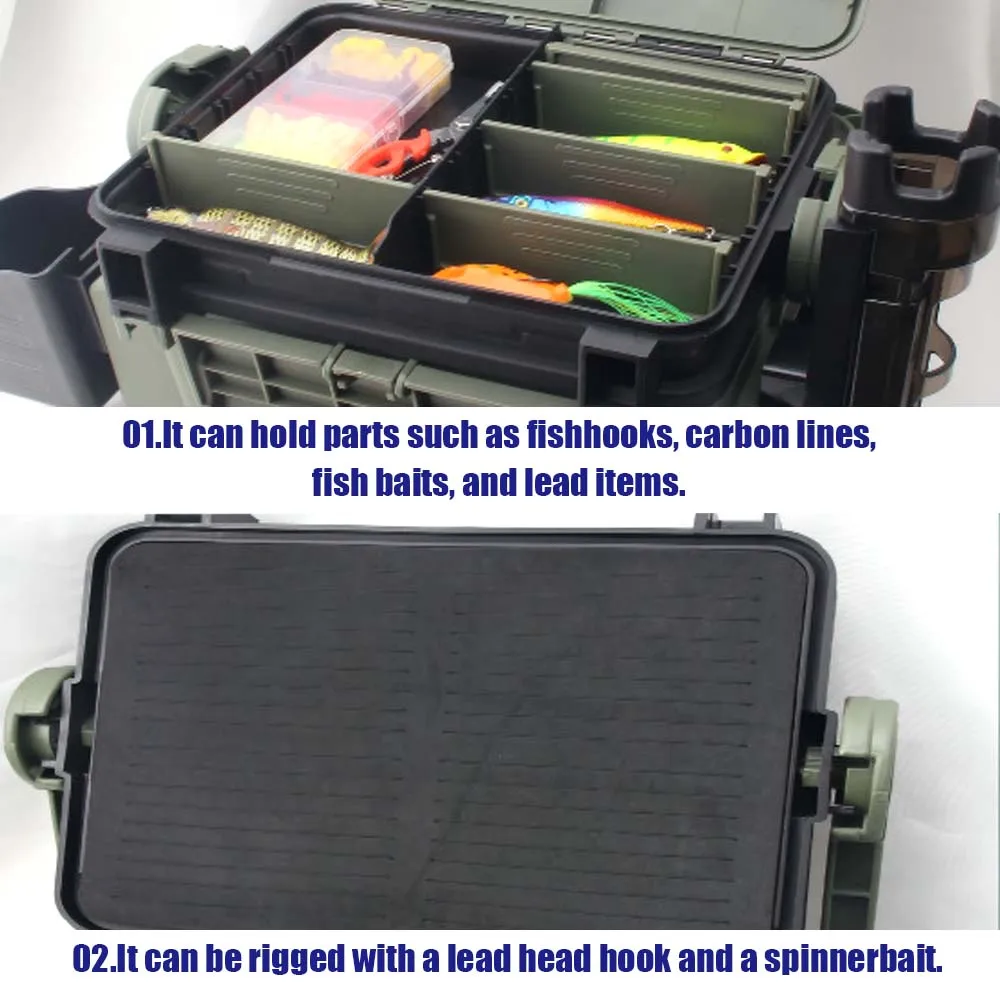 JSFUN Caja de Pesca Grande Multifuncional con Portacañas y Portavasos - imagen 2