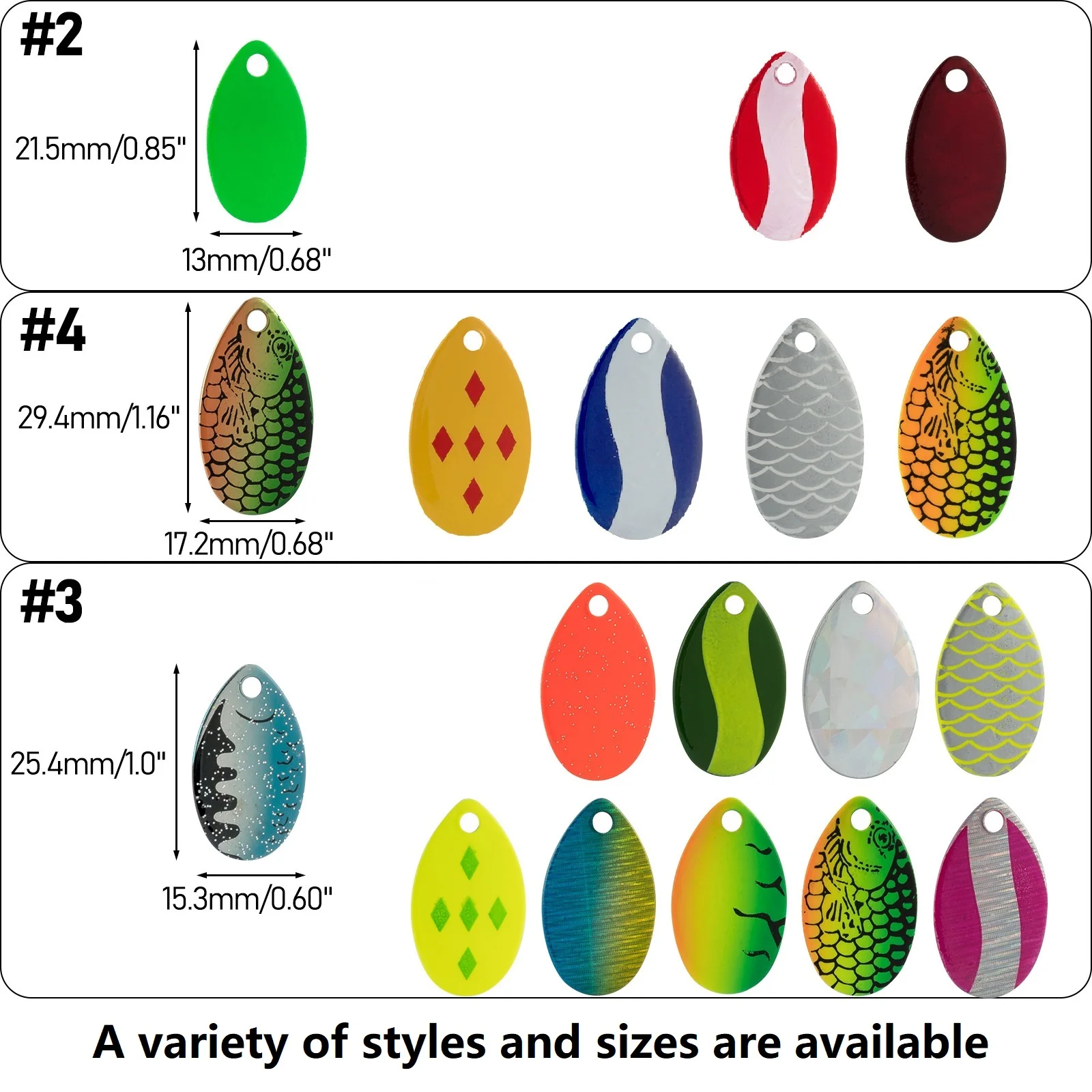 Hoja giratoria de pesca de 5 piezas, hoja de Indiana para Spinnerbait Walleye Rig, arnés para orugas, trucha, salmón, suministros para hacer señuelos - imagen 2