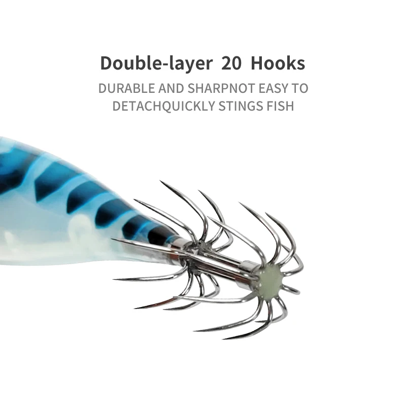 Nuevo cebo de calamar 5,2g 8cm Webfoot pulpo Egi camarones artificiales Egi señuelo aire sepia máquina de calamar anzuelo de calamar Horizontal - imagen 5