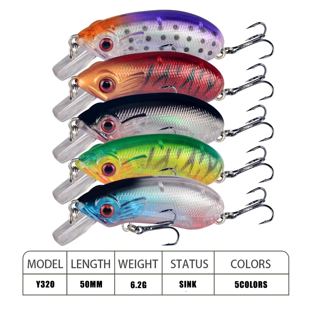 Señuelo duro de pesca de pececillos, cebo Artificial biónico, ojos 3D, 50mm, Wobblers, Crankbait, hundimiento, duro, 1 piezas - imagen 3
