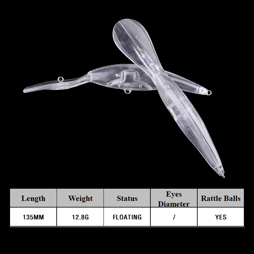 Chan'sHuang-señuelo de pesca Artificial, cebo en blanco sin pintar de 20 piezas, 13,5 cm, 12,8g, flotante, para buceo en aguas profundas, DIY - imagen 2