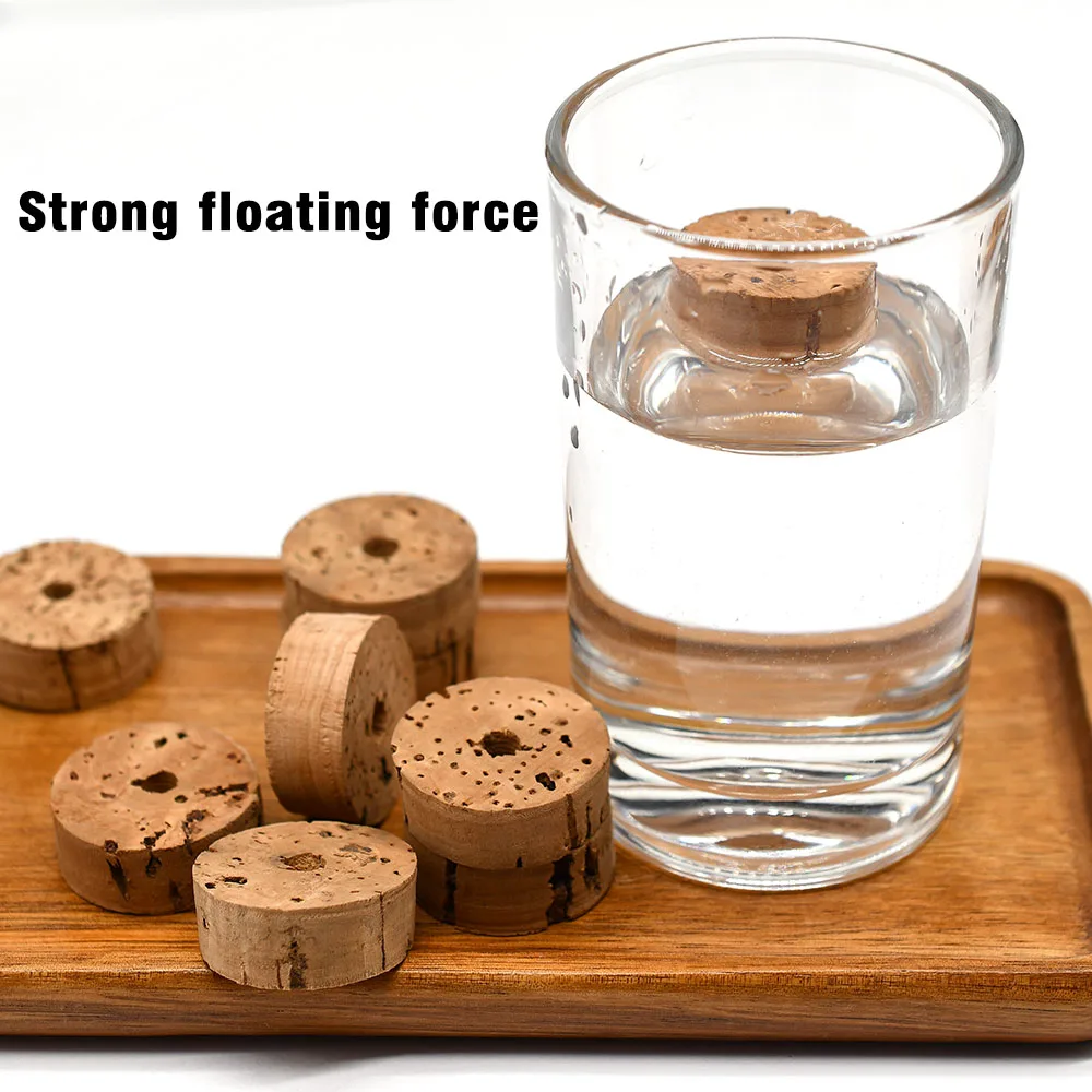 6 uds anillo de corcho de grado AAA Burl Brown 1,2x0,4x0,2 pulgadas con un agujero componentes de reparación de caña de pescar - imagen 4