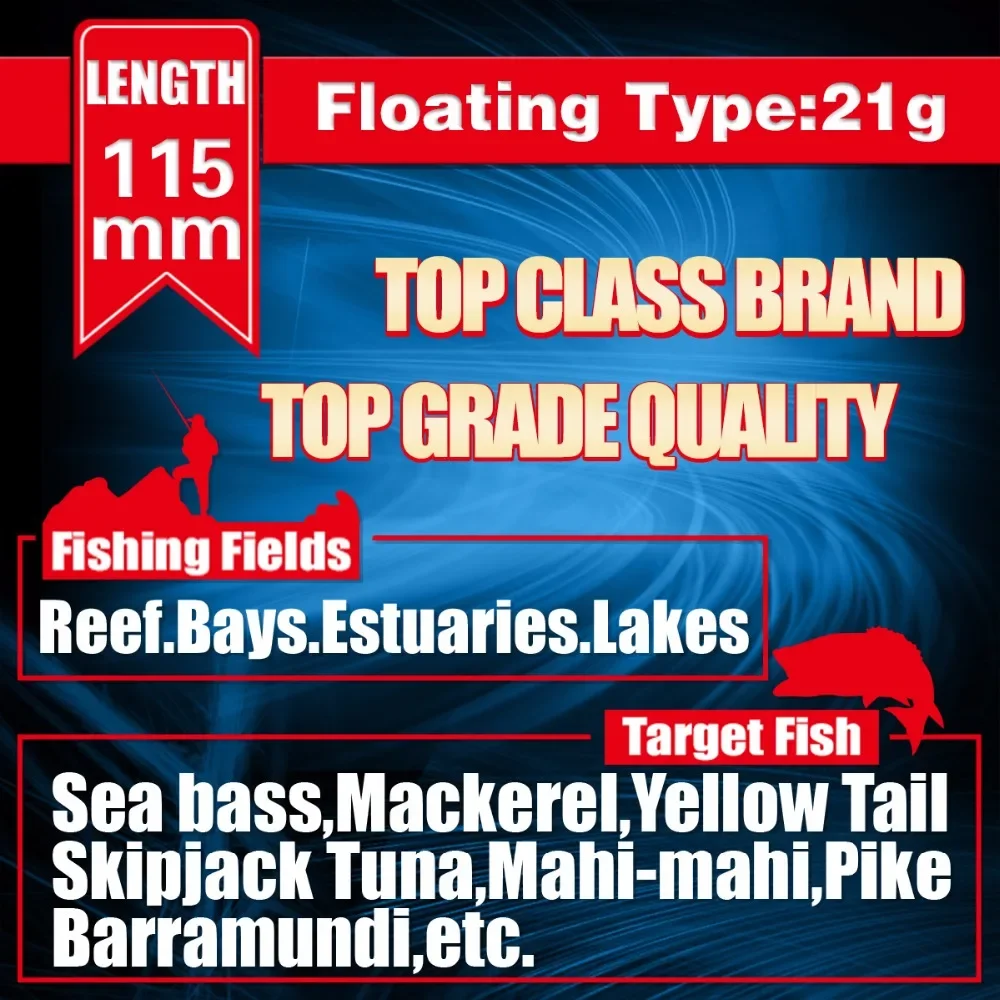 Señuelo de pesca de pececillos marinos, cebo duro flotante, 115MM, 21G - imagen 5
