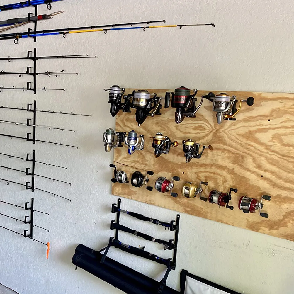 Soporte mural para carrete de pesca en tablero perforado ajustable - imagen 4