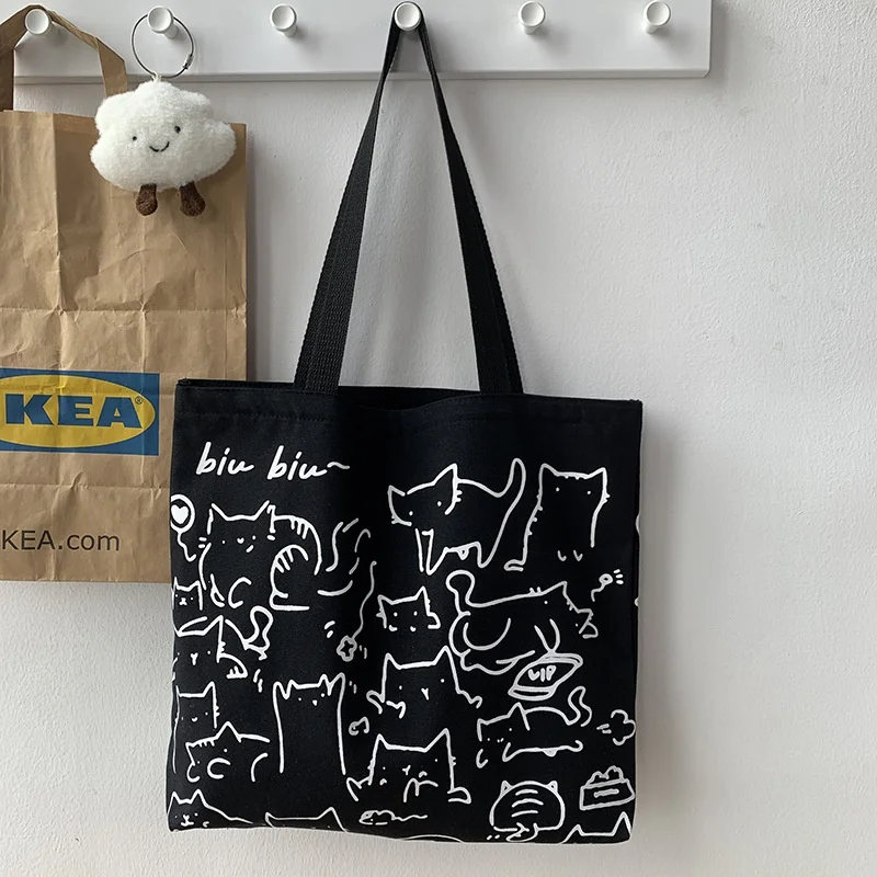 Bolso de lona mujer con diseño gato japonés – cremallera cómodo - imagen 5