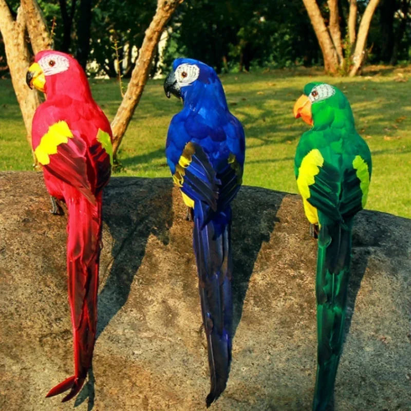 Nuevo loro de simulación de 60/45cm, pluma de espuma hecha a mano, guacamayo, estatuilla de césped, adorno, Animal falso, pájaro, decoración de utilería para jardín - imagen 2