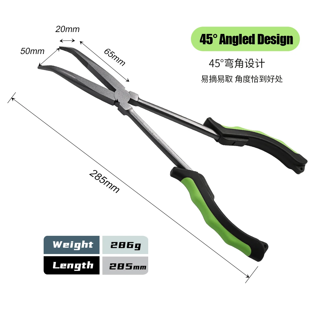 JIGGING PRO-Alicates de pesca de punta doblada de 11 ", multiherramienta para agua salada, equipo de pesca de acero con alto contenido de carbono recubierto de teflón - imagen 2