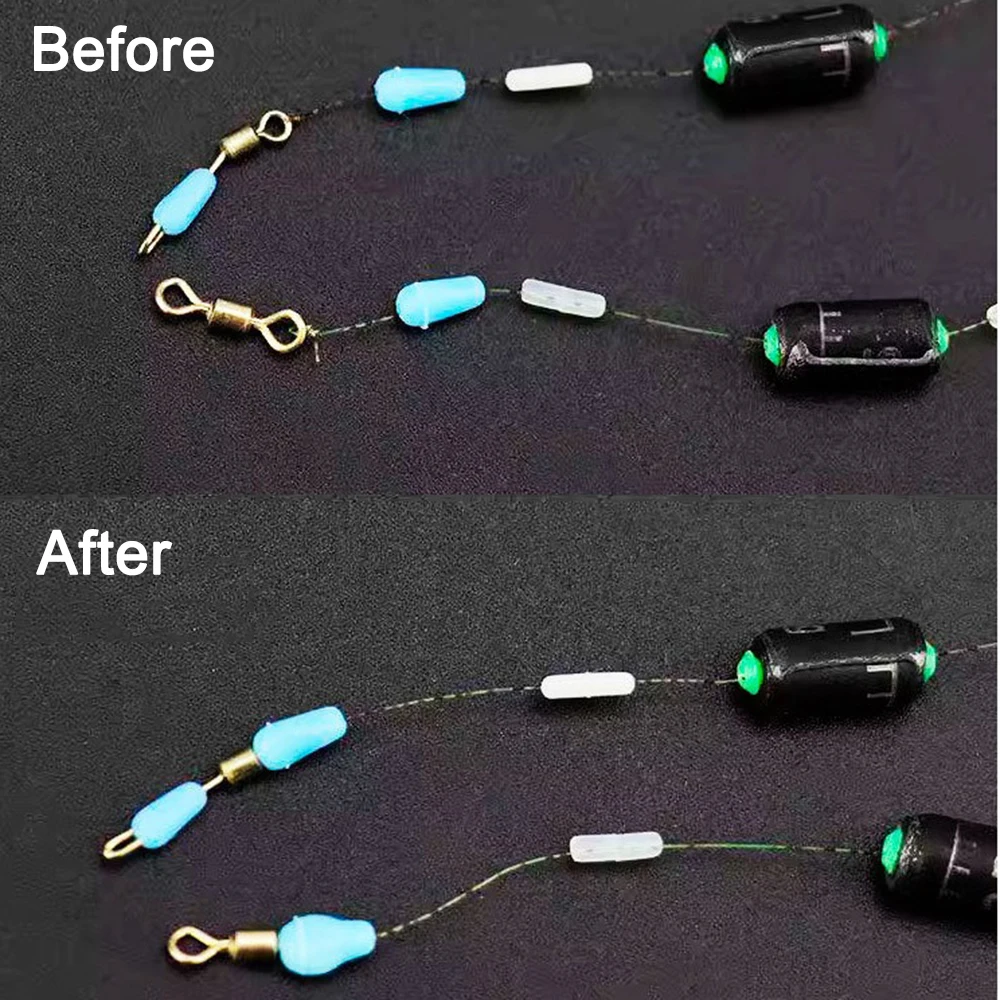 Flotador de pesca con mosca de carpa marina, Tobogán de goma antibobinado de alta calidad, tapón ovalado azul, lote de 50 unidades - imagen 5