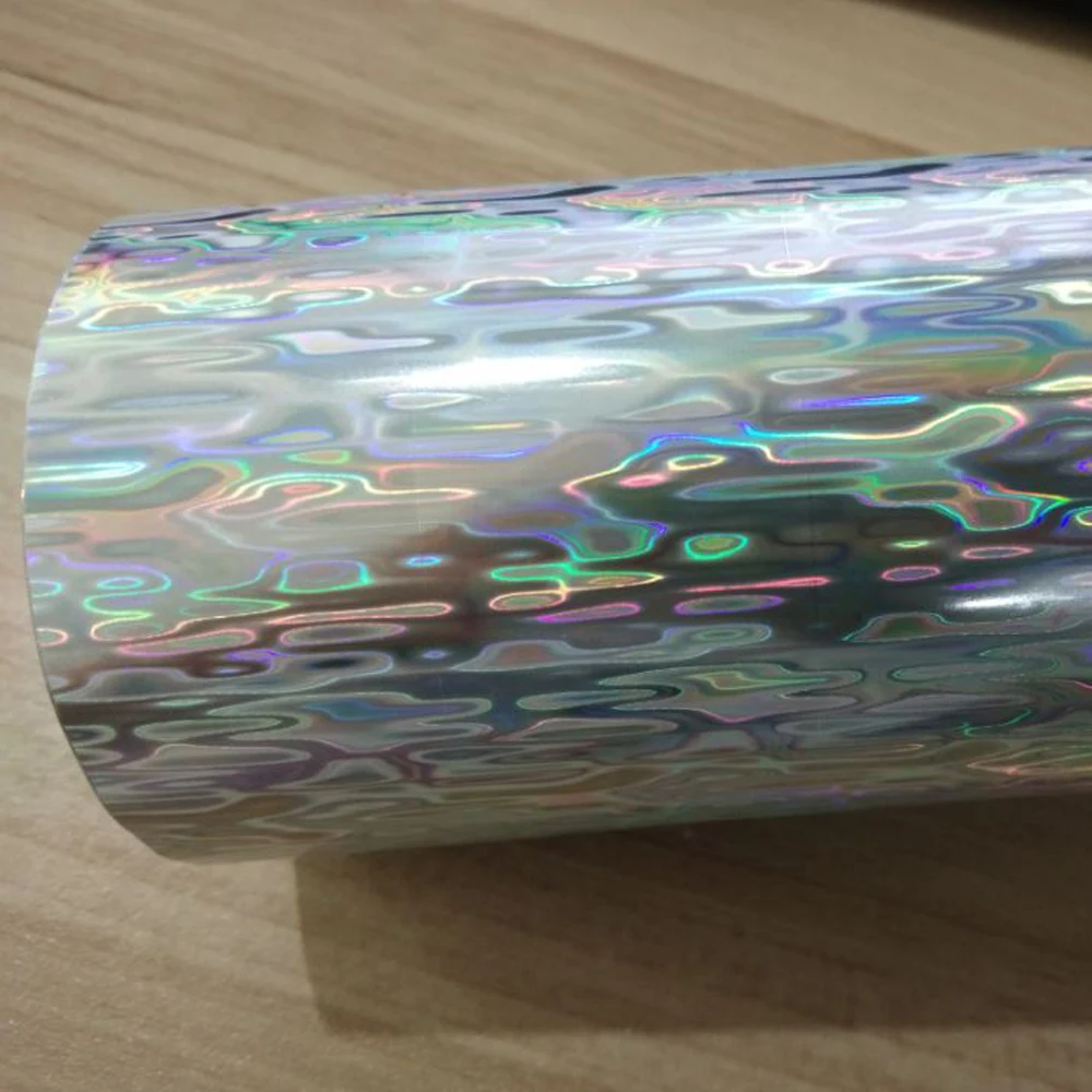 8cm * 6m / 30cm * 6m lámina holográfica de estampado en caliente para señuelo de pesca DIY Material de piel de pesca lámina láser plateado rosa verde amarillo - imagen 3