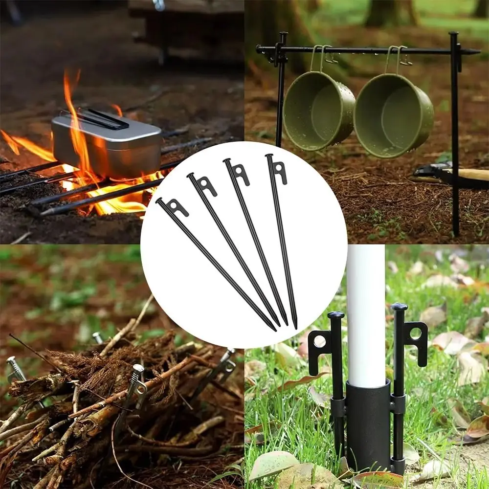 4 Uds. De clavos para tienda de campaña de acero forjado de alta resistencia con bolsa de almacenamiento, clavos para acampar al suelo, 20/25/30/40cm - imagen 5