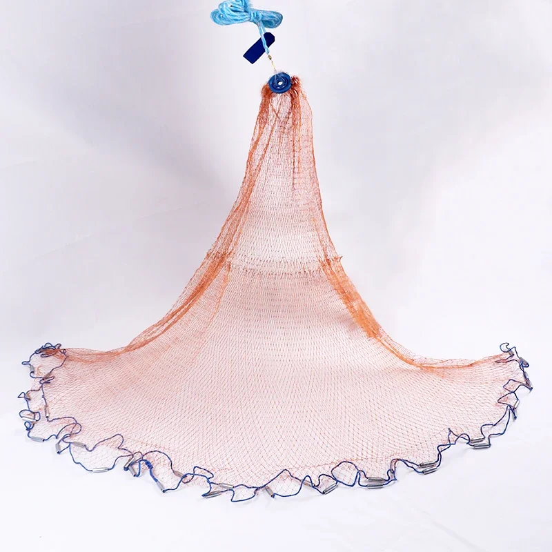 Lawaia red de pesca con plomos de hierro fundido a mano, aparejos de red, Cable trenzado naranja, redes de lanzamiento a mano para aguas poco profundas - imagen 3