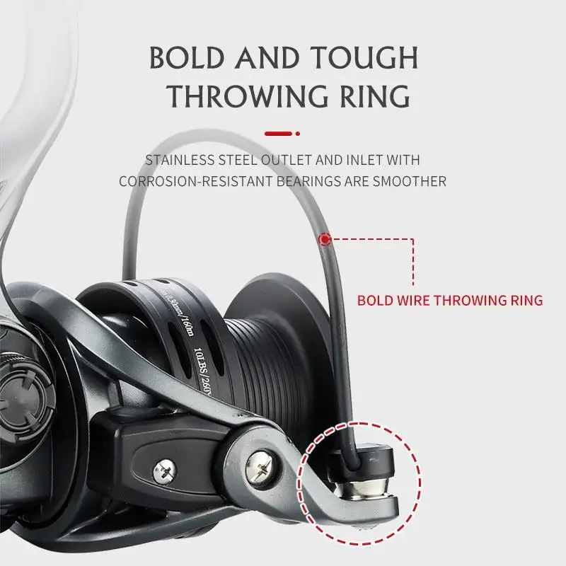 Carrete giratorio de pesca de carpa Mavllos NEC, carrete de fundición de larga distancia, carrete de carpa europeo con fuerza de freno, relación de velocidad de 8kg 5,2: 1 - imagen 4