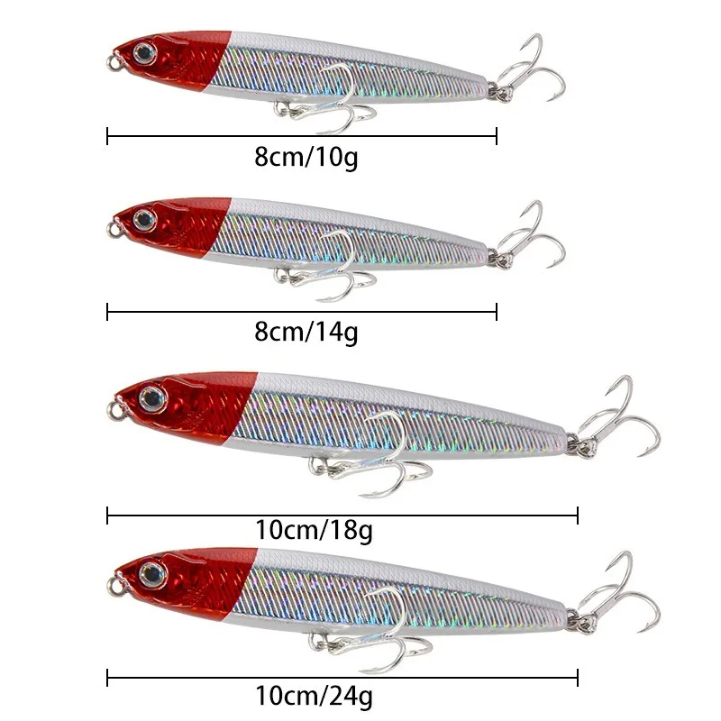 Señuelo de pesca de hundimiento de lápiz, accesorios de aparejos de pesca de lubina, señuelos de agua salada, cebo de pescado, señuelo de curricán, 10-24g, nuevo - imagen 5