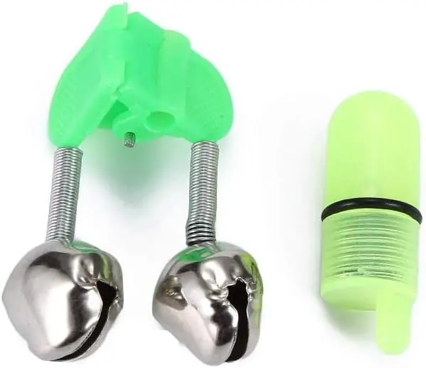 Kit de campana y luz nocturna, 6 piezas de campana de alarma de cebo para morder pescado con luz LED para pesca nocturna (verde) - imagen 3