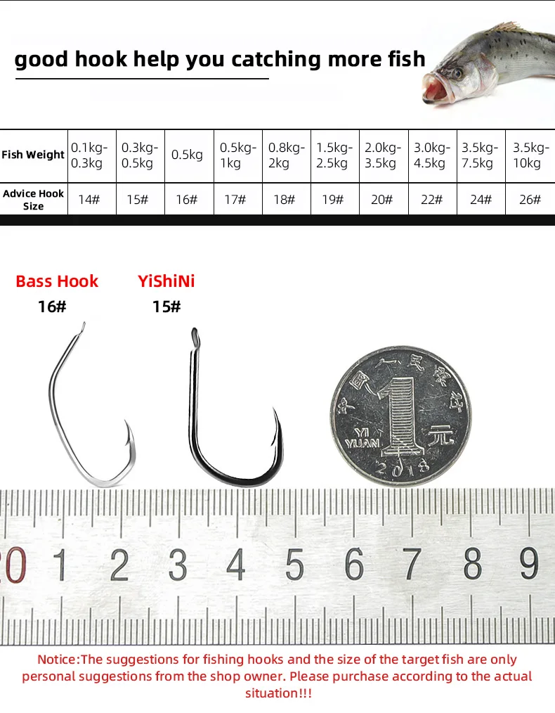 Mejore su experiencia de pesca con ganchos versátiles diseñados para varios tamaños de peces