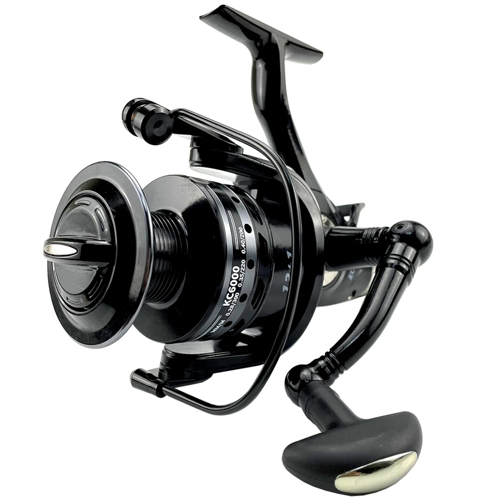 Carrete de pesca de doble freno 5,2: 1, carrete giratorio de alta velocidad para pesca de carpa en agua salada 3000-6000, carrete de Metal, carrete de fundición suave, Max8kg - imagen 2