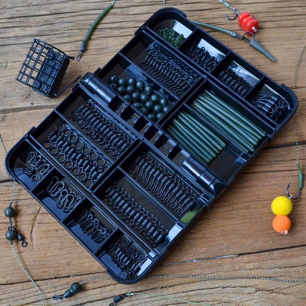 Kit de aparejos de pesca de carpa, manguitos giratorios y a presión, antienredos, cuentas de parada, aparejos de helicóptero, XP-311, cambio rápido, 280 Uds. - imagen 2