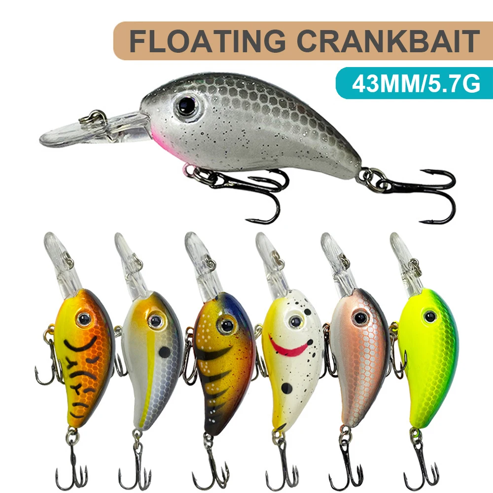 Señuelos de pesca flotantes de 4,3 cm y 5,7g, Micro Crankbait Wobbler, columpio, cebo duro Artificial, Mini accesorios de pesca en arroyo, lubina YG144 - imagen 3