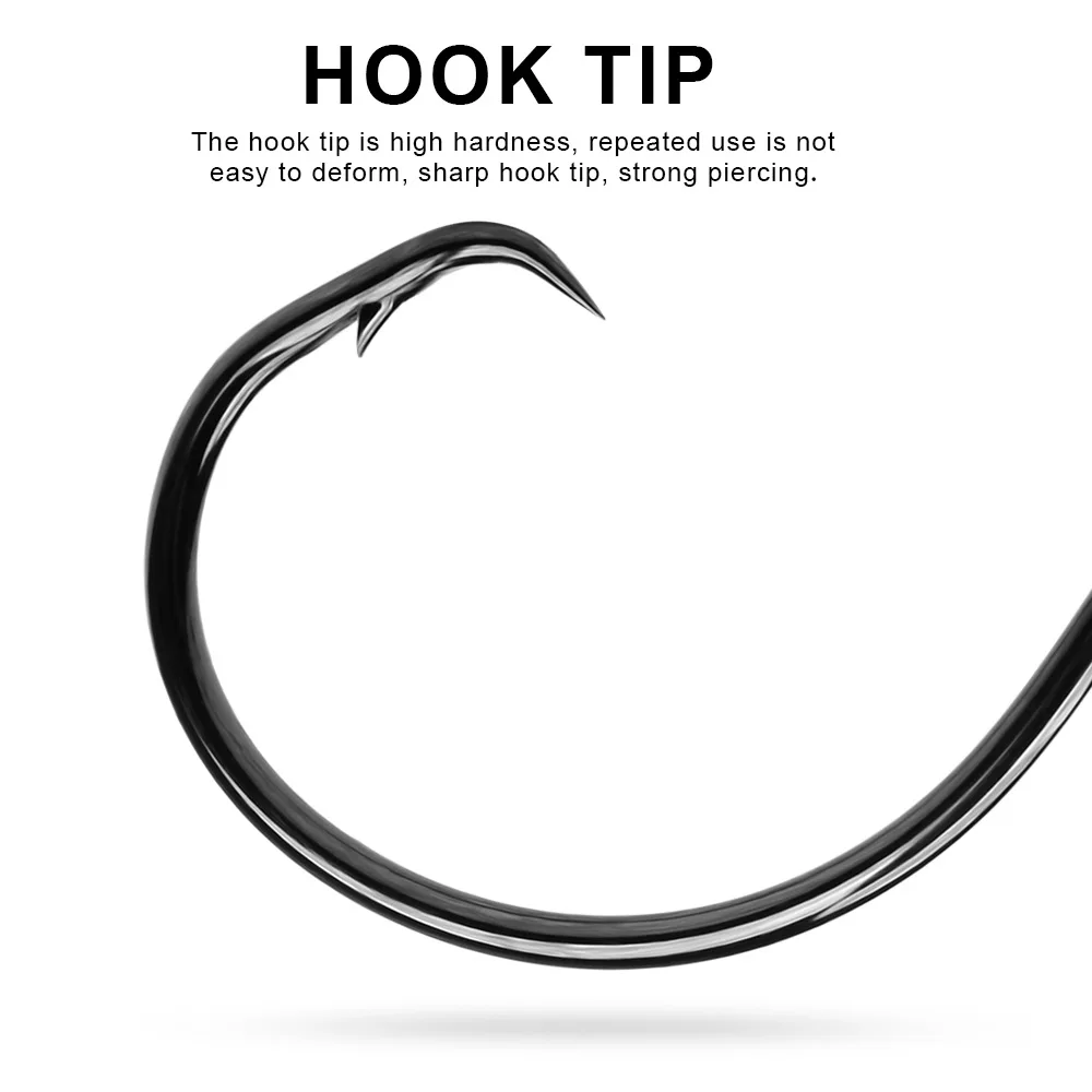 20 piezas 1/0-7/0 #   Anzuelos de pesca con pico de águila, anzuelo circular de demonio, anzuelos de púas de acero rico en carbono antioxidante, aparejos de pesca de lubina - imagen 5
