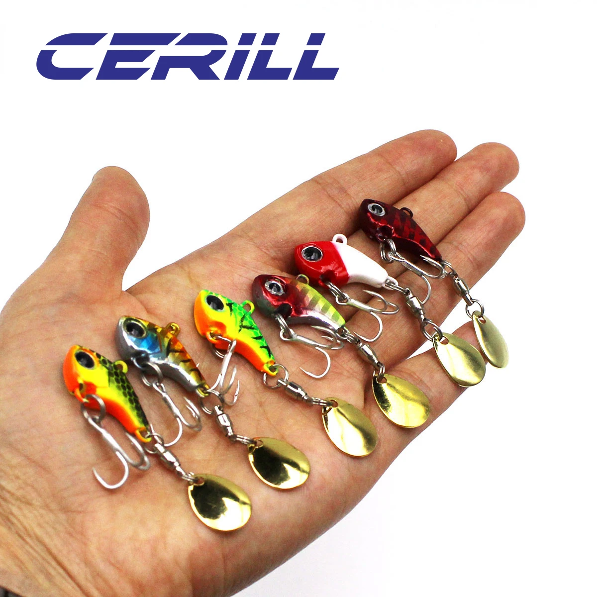 Ceril-señuelo de pesca giratorio de equilibrio, cuchara de Metal, VIB, vibración de lentejuelas, cebo duro, lubina Artificial, Swimbait, 5 piezas/kit, 7g - imagen 5
