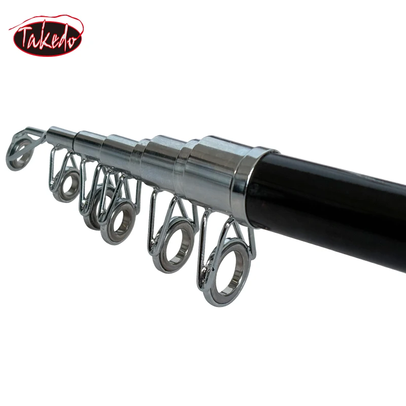 TAKEDO-caña de pescar de mar plegable portátil, juego de carretes, caña de viaje telescópica de Material de carbono con carrete de pesca, 158CM - imagen 4