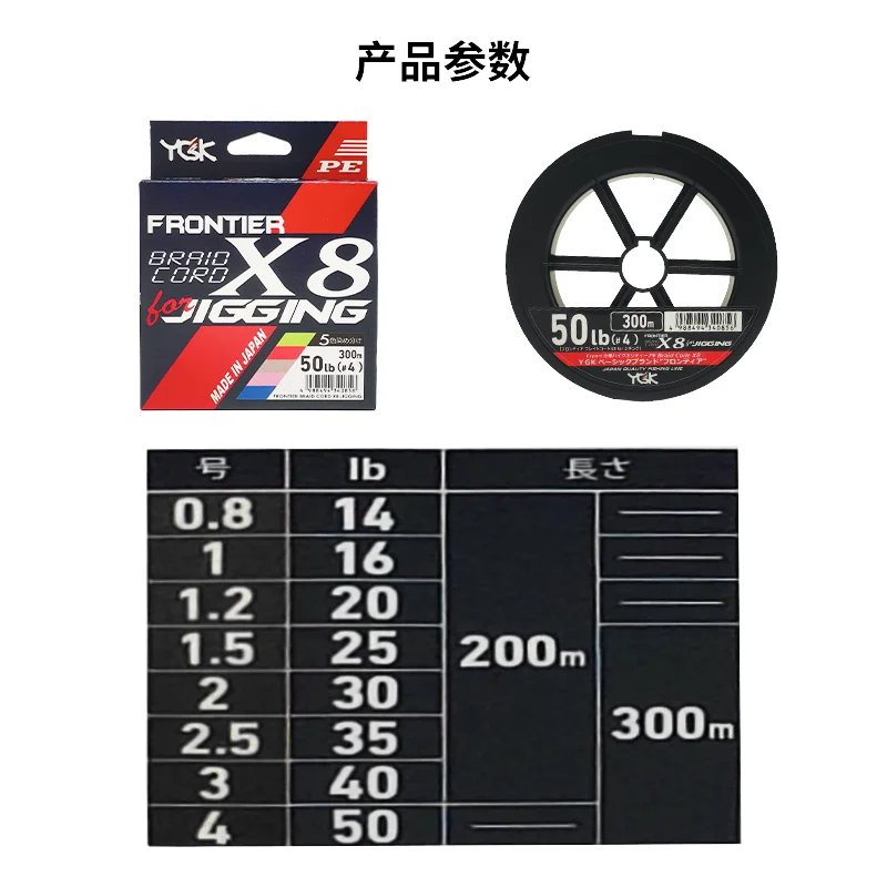 Línea de pesca japonesa original Frontier shore X8 jigging línea trenzada de PE tipo hundimiento líneas de pesca de alta resistencia 200m 300m - imagen 4