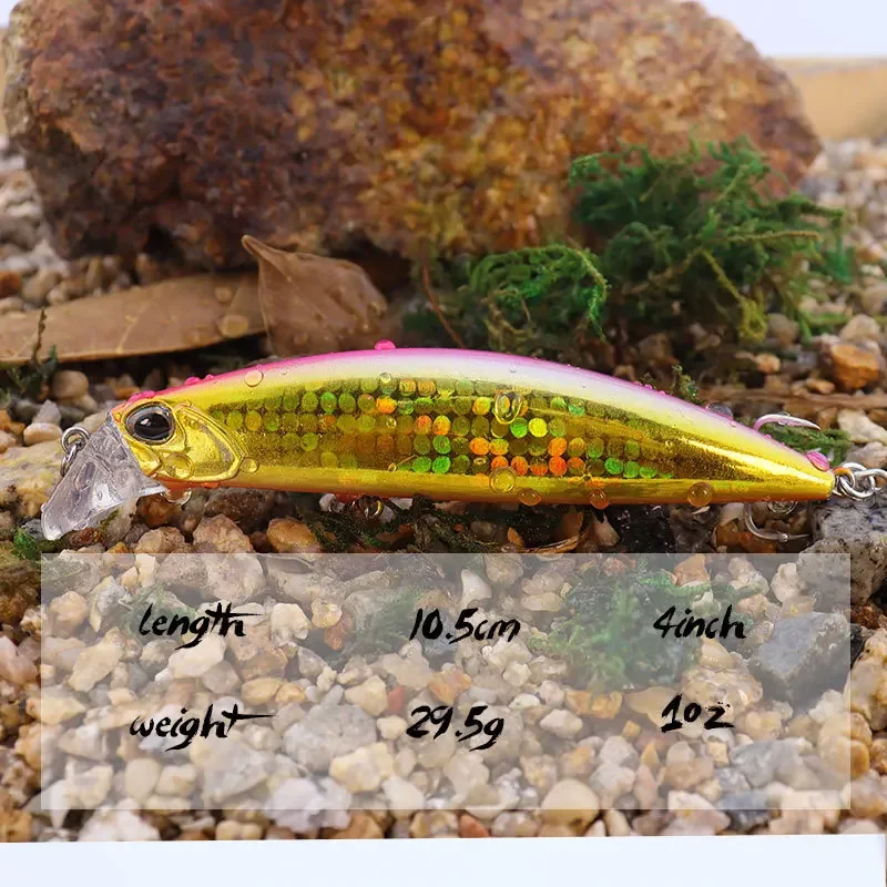 Señuelo de pesca minnow jerkbait, 30g, wobblers, sonido de sonajero, cebo falso de buceo poco profundo para pesca