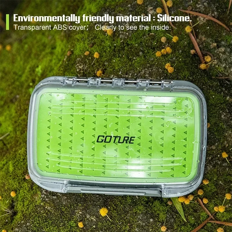 Goture 100% impermeable portátil caja de cebo con mosca 312 ubicación almohadilla de silicona espuma transparente caja de señuelos de pesca aparejos de almacenamiento de pesca - imagen 5