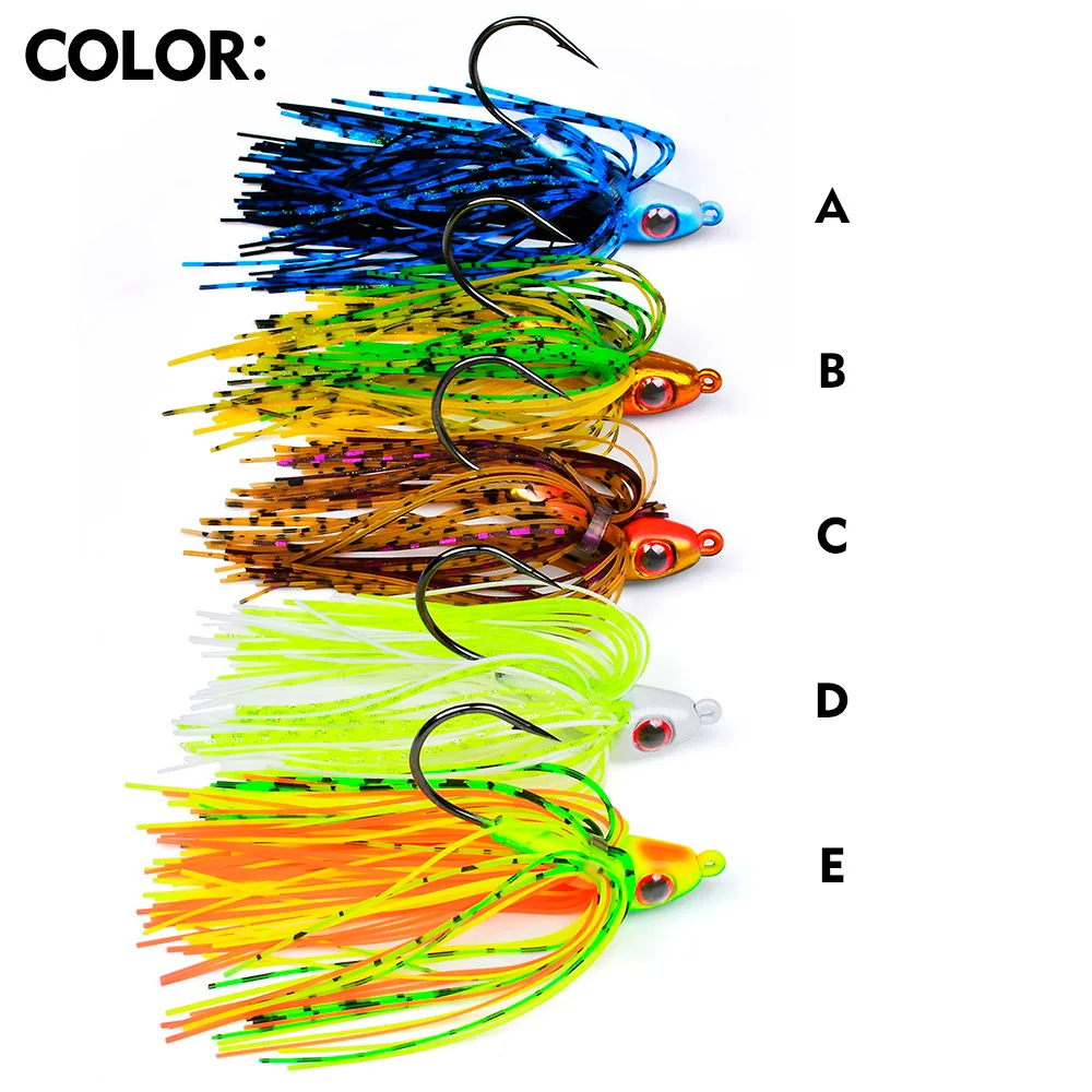 Juego de 5 colores de Señuelos de Pesca Spinnerbait de 7g/10g/14g/17g, diseño antienganches con flecos y cuchillas llamativas, cebos de pesca biónicos - imagen 5