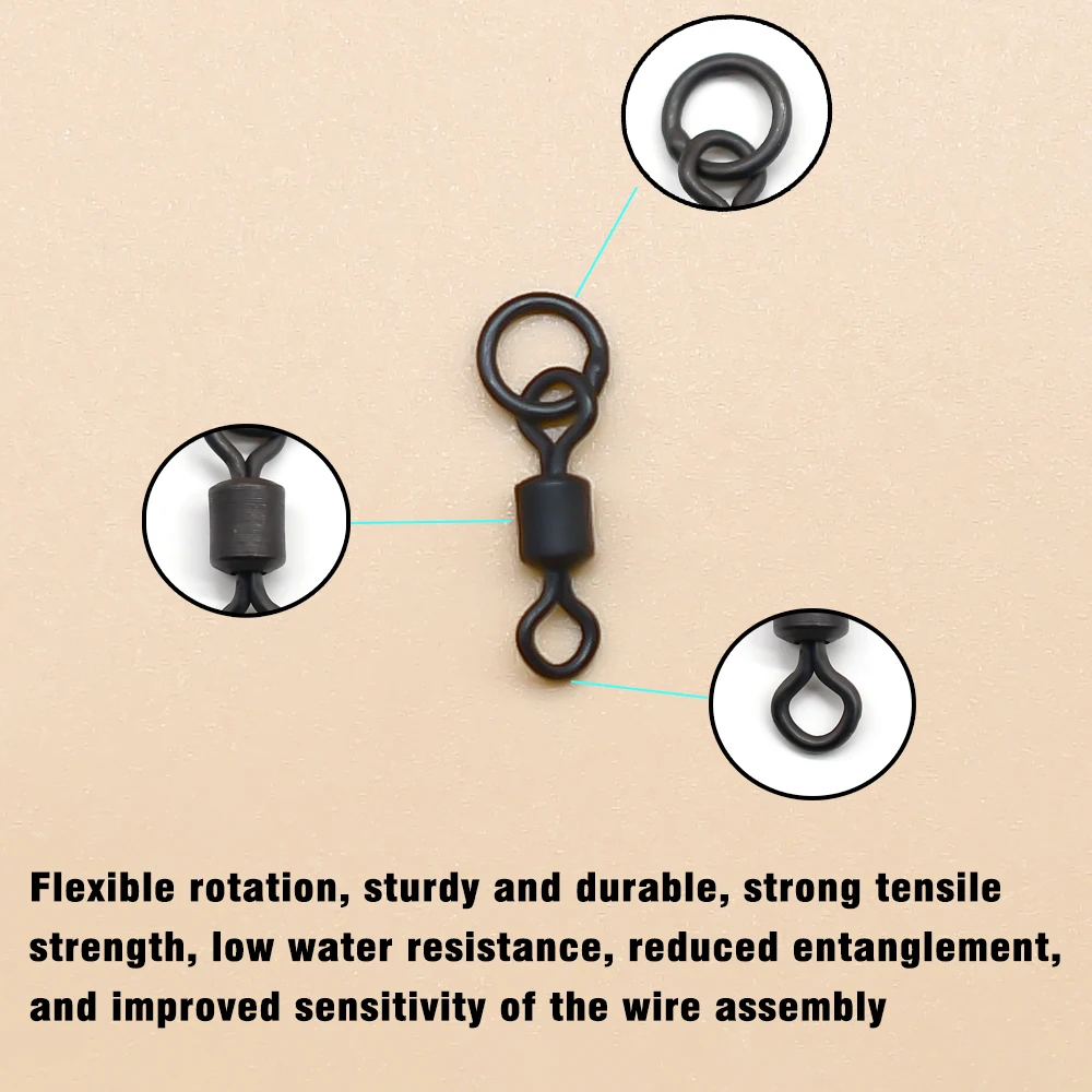 MNFT 40 Uds. Anillo flexible de cambio rápido aparejo giratorio Terminal para hacer aparejos accesorios de pesca de carpa - imagen 5
