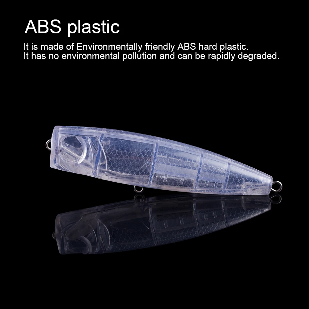 Hanlin-Señuelos de Pesca flotantes artificiales de cuerpo transparente, cebo Popper de boca abierta grande en blanco, 2/5 piezas, 13CM, 53,5G, sin pintar - imagen 5