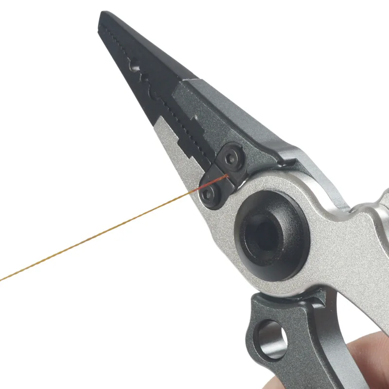 HAIMALUO-Alicates de pesca Piscifun, cortadores de trenza de aluminio, Alicates de anillo dividido, removedor de anzuelos, soporte de pescado con funda y cordón - imagen 5